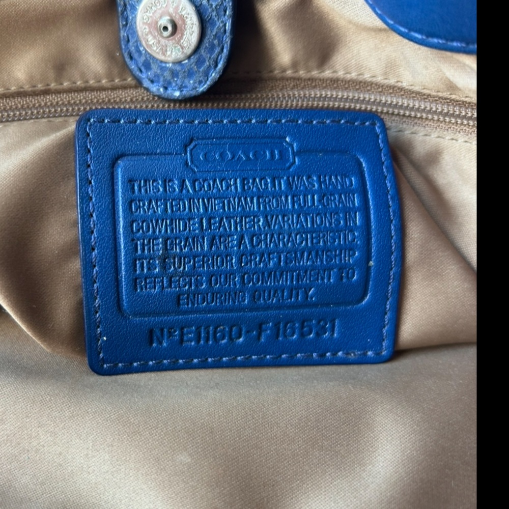 Coach Penelope Blue pebbled Leather Handbag/shoulder bag - Picture 9 of 9